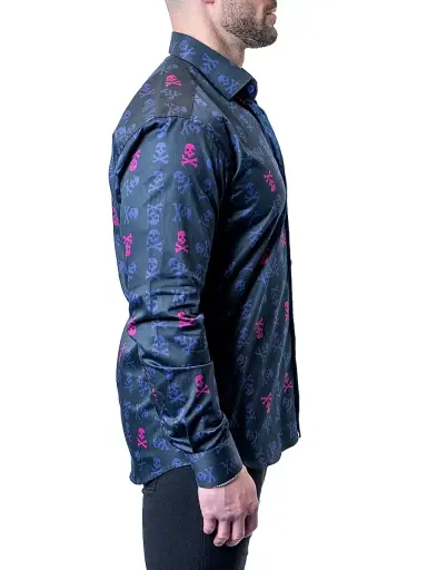 Maceoo Men's Fibonacci Skull Line Shirt - Blue | Thumbnail 4 Maceoo Men's Fibonacci Skull Line Shirt - Blue | Thumbnail 4