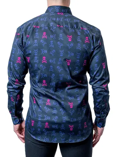 Maceoo Men's Fibonacci Skull Line Shirt - Blue | Thumbnail 6 Maceoo Men's Fibonacci Skull Line Shirt - Blue | Thumbnail 6