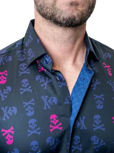 Maceoo Men's Fibonacci Skull Line Shirt - Blue | Thumbnail 7 Maceoo Men's Fibonacci Skull Line Shirt - Blue | Thumbnail 7