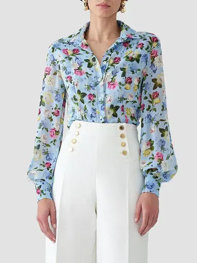 Carolina Herrera Women's Cabana Isabella Floral Silk Shirt | Thumbnail 3 Carolina Herrera Women's Cabana Isabella Floral Silk Shirt | Thumbnail 3