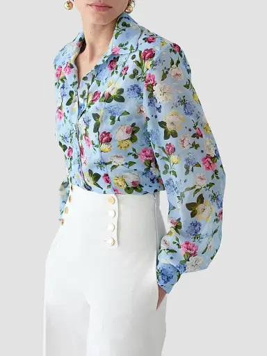 Carolina Herrera Women's Cabana Isabella Floral Silk Shirt | Thumbnail 5 Carolina Herrera Women's Cabana Isabella Floral Silk Shirt | Thumbnail 5