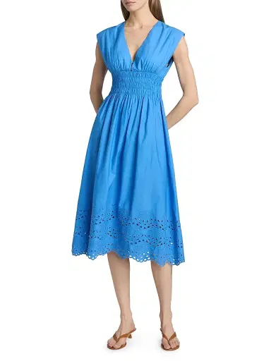 Rails Women's Roxanne Cotton Embroidered Midi-Dress - Harbor Blue | Thumbnail 2 Rails Women's Roxanne Cotton Embroidered Midi-Dress - Harbor Blue | Thumbnail 2