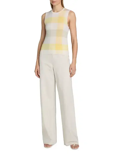 Vince Women's Plaid Wool Crewneck Sweater Vest | Thumbnail 2 Vince Women's Plaid Wool Crewneck Sweater Vest | Thumbnail 2