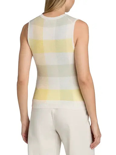 Vince Women's Plaid Wool Crewneck Sweater Vest | Thumbnail 5 Vince Women's Plaid Wool Crewneck Sweater Vest | Thumbnail 5