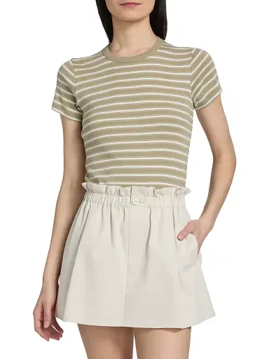 Vince Women's Striped Cotton-Blend Shrunken 90s T-Shirt | Thumbnail 3 Vince Women's Striped Cotton-Blend Shrunken 90s T-Shirt | Thumbnail 3