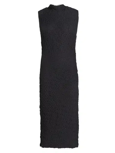 Vince Women's Textured Sleeveless Side Drape Midi-Dress | Thumbnail 1 Vince Women's Textured Sleeveless Side Drape Midi-Dress | Thumbnail 1