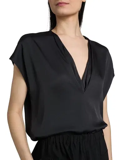 Vince Women's Double V-Neck Silk-Blend Top | Thumbnail 6 Vince Women's Double V-Neck Silk-Blend Top | Thumbnail 6