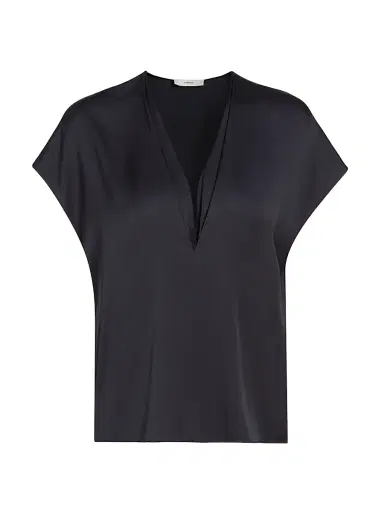 Vince Women's Double V-Neck Silk-Blend Top | Thumbnail 1 Vince Women's Double V-Neck Silk-Blend Top | Thumbnail 1