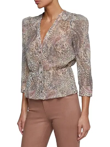 L'Agence Women's Suri Animal-Print Shirt - Tan Valencia Leopard - Size XL | Thumbnail 4 L'Agence Women's Suri Animal-Print Shirt - Tan Valencia Leopard - Size XL | Thumbnail 4