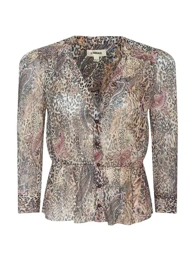 L'Agence Women's Suri Animal-Print Shirt - Tan Valencia Leopard - Size XL | Thumbnail 1 L'Agence Women's Suri Animal-Print Shirt - Tan Valencia Leopard - Size XL | Thumbnail 1