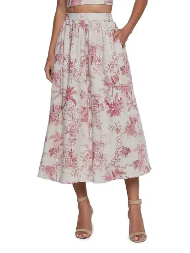 L'Agence Women's Seina Floral Linen Midi-Skirt | Thumbnail 3 L'Agence Women's Seina Floral Linen Midi-Skirt | Thumbnail 3