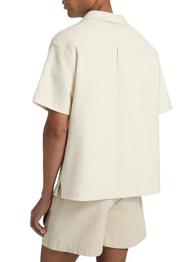 Frame Men's Jacquard Cotton Short-Sleeve Shirt - Cream | Thumbnail 5 Frame Men's Jacquard Cotton Short-Sleeve Shirt - Cream | Thumbnail 5