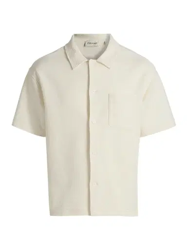 Frame Men's Jacquard Cotton Short-Sleeve Shirt - Cream | Thumbnail 1 Frame Men's Jacquard Cotton Short-Sleeve Shirt - Cream | Thumbnail 1