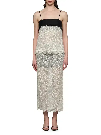 Et Ochs Women's Willis Embroidered Cotton Mesh Midi-Skirt - Ivory Black - Size 12 | Thumbnail 2 Et Ochs Women's Willis Embroidered Cotton Mesh Midi-Skirt - Ivory Black - Size 12 | Thumbnail 2