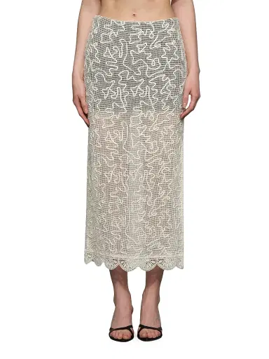 Et Ochs Women's Willis Embroidered Cotton Mesh Midi-Skirt - Ivory Black - Size 12 | Thumbnail 3 Et Ochs Women's Willis Embroidered Cotton Mesh Midi-Skirt - Ivory Black - Size 12 | Thumbnail 3