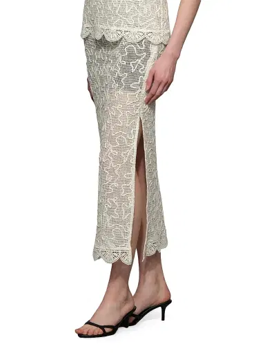 Et Ochs Women's Willis Embroidered Cotton Mesh Midi-Skirt - Ivory Black - Size 12 | Thumbnail 4 Et Ochs Women's Willis Embroidered Cotton Mesh Midi-Skirt - Ivory Black - Size 12 | Thumbnail 4
