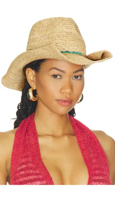 florabella Tanya Crochet Raffia Cowboy Hat | Thumbnail 1 florabella Tanya Crochet Raffia Cowboy Hat | Thumbnail 1