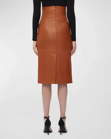Hervé Léger Piper Leather Midi Skirt | Thumbnail 2 Hervé Léger Piper Leather Midi Skirt | Thumbnail 2