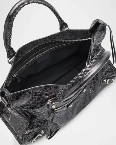 Balenciaga Le City Medium Metallic Leather Top-Handle Bag | Thumbnail 3 Balenciaga Le City Medium Metallic Leather Top-Handle Bag | Thumbnail 3