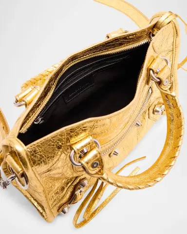 Balenciaga Le City Mini Metallic Leather Top-Handle Bag | Thumbnail 3 Balenciaga Le City Mini Metallic Leather Top-Handle Bag | Thumbnail 3