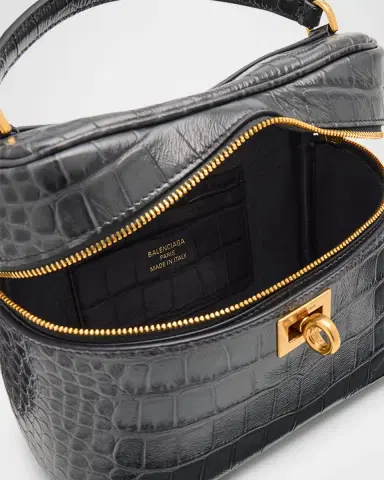 Balenciaga Rodeo Croc-Embossed Leather Vanity Top-Handle Bag | Thumbnail 3 Balenciaga Rodeo Croc-Embossed Leather Vanity Top-Handle Bag | Thumbnail 3