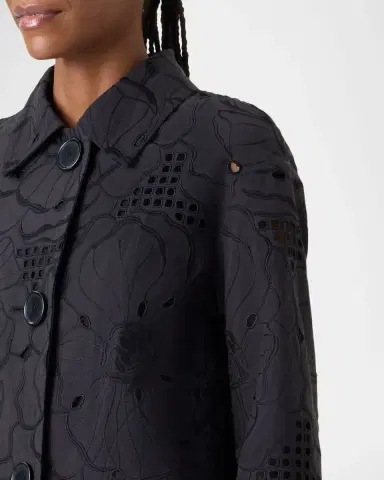 Akris punto Flower Eyelet Jacket in Cotton Poplin | Thumbnail 4 Akris punto Flower Eyelet Jacket in Cotton Poplin | Thumbnail 4