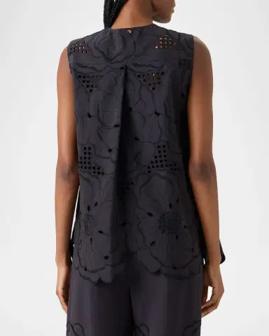 Akris punto Flower Eyelet Embroidered Cotton Poplin Tunic Blouse | Thumbnail 2 Akris punto Flower Eyelet Embroidered Cotton Poplin Tunic Blouse | Thumbnail 2