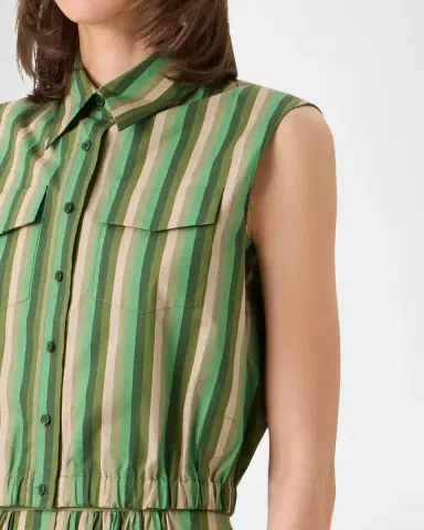 Akris punto Sleeveless Parasol Striped Cotton Poplin Crop Shirt | Thumbnail 4 Akris punto Sleeveless Parasol Striped Cotton Poplin Crop Shirt | Thumbnail 4