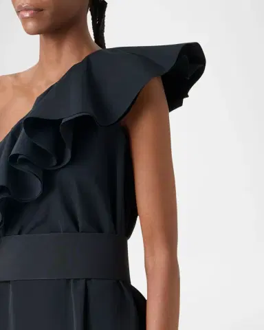 Akris punto Ruffle One-Shoulder Belted Mini Dress | Thumbnail 4 Akris punto Ruffle One-Shoulder Belted Mini Dress | Thumbnail 4