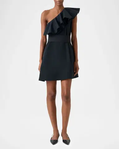 Akris punto Ruffle One-Shoulder Belted Mini Dress | Thumbnail 5 Akris punto Ruffle One-Shoulder Belted Mini Dress | Thumbnail 5