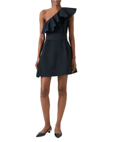Akris punto Ruffle One-Shoulder Belted Mini Dress | Thumbnail 1 Akris punto Ruffle One-Shoulder Belted Mini Dress | Thumbnail 1