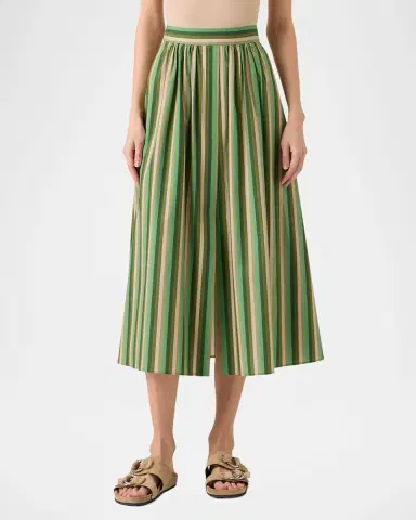 Akris punto Parasol Striped Cotton Poplin Midi Skirt | Thumbnail 4 Akris punto Parasol Striped Cotton Poplin Midi Skirt | Thumbnail 4