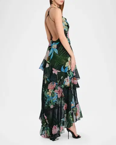 Retrofête Samara Ruffled Silk Chiffon Dress | Thumbnail 2 Retrofête Samara Ruffled Silk Chiffon Dress | Thumbnail 2