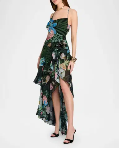 Retrofête Samara Ruffled Silk Chiffon Dress | Thumbnail 3 Retrofête Samara Ruffled Silk Chiffon Dress | Thumbnail 3