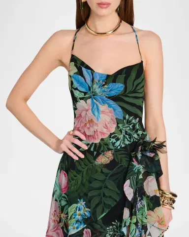 Retrofête Samara Ruffled Silk Chiffon Dress | Thumbnail 4 Retrofête Samara Ruffled Silk Chiffon Dress | Thumbnail 4