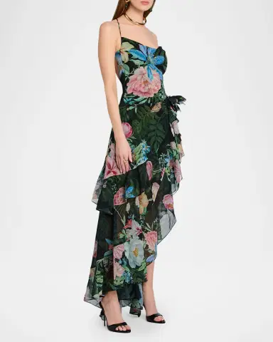Retrofête Samara Ruffled Silk Chiffon Dress | Thumbnail 5 Retrofête Samara Ruffled Silk Chiffon Dress | Thumbnail 5