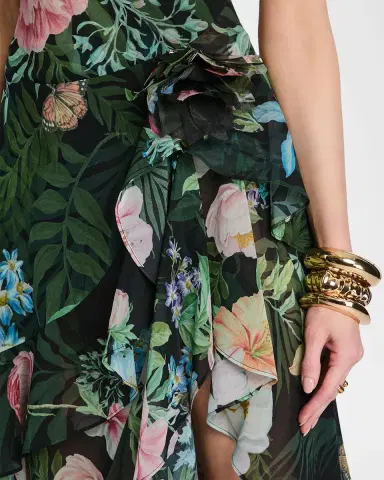 Retrofête Samara Ruffled Silk Chiffon Dress | Thumbnail 6 Retrofête Samara Ruffled Silk Chiffon Dress | Thumbnail 6