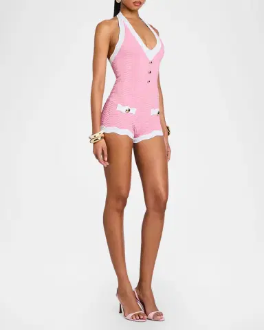 Retrofete Jayde Metallic Rib-Knit Romper | Thumbnail 5 Retrofete Jayde Metallic Rib-Knit Romper | Thumbnail 5