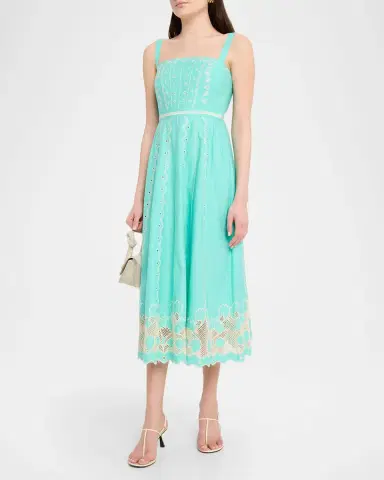 Saloni Aurora B Embroidered Midi Dress | Thumbnail 3 Saloni Aurora B Embroidered Midi Dress | Thumbnail 3