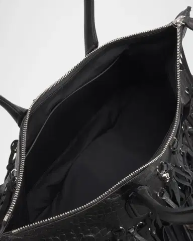 Alexander McQueen Manta Fringed Croc-Embossed Leather Shoulder Bag | Thumbnail 3 Alexander McQueen Manta Fringed Croc-Embossed Leather Shoulder Bag | Thumbnail 3