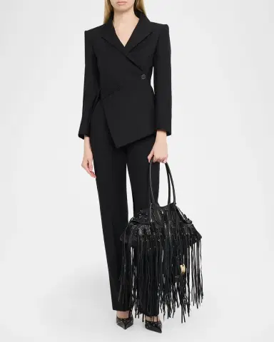 Alexander McQueen Manta Fringed Croc-Embossed Leather Shoulder Bag | Thumbnail 4 Alexander McQueen Manta Fringed Croc-Embossed Leather Shoulder Bag | Thumbnail 4
