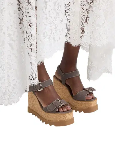 Stella McCartney 120mm Sneak-Elyse Vegan Suede Platform Sandals | Thumbnail 1 Stella McCartney 120mm Sneak-Elyse Vegan Suede Platform Sandals | Thumbnail 1