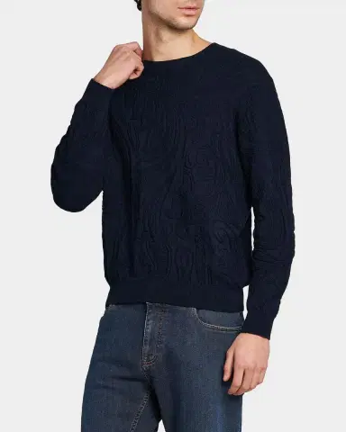 Etro Men's Roma Textural Cotton Knit Sweater | Thumbnail 5 Etro Men's Roma Textural Cotton Knit Sweater | Thumbnail 5