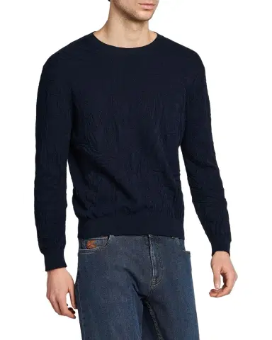 Etro Men's Roma Textural Cotton Knit Sweater | Thumbnail 1 Etro Men's Roma Textural Cotton Knit Sweater | Thumbnail 1