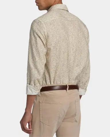 Canali Men's Linen Micro-Floral Sport Shirt | Thumbnail 2 Canali Men's Linen Micro-Floral Sport Shirt | Thumbnail 2