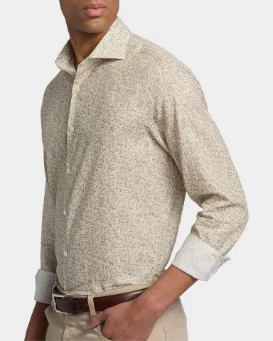 Canali Men's Linen Micro-Floral Sport Shirt | Thumbnail 4 Canali Men's Linen Micro-Floral Sport Shirt | Thumbnail 4