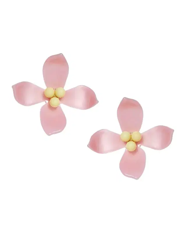 Oleander 14K-Gold-Plated & Acetate Flower Stud Earrings Oleander 14K-Gold-Plated & Acetate Flower Stud Earrings