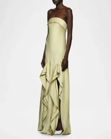 Et Ochs Vernon Strapless Draped Side-Slit Gown | Thumbnail 3 Et Ochs Vernon Strapless Draped Side-Slit Gown | Thumbnail 3