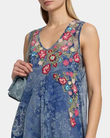 Johnny Was Embroidered Lace-Print Mesh Maxi Dress | Thumbnail 3 Johnny Was Embroidered Lace-Print Mesh Maxi Dress | Thumbnail 3