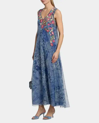 Johnny Was Embroidered Lace-Print Mesh Maxi Dress | Thumbnail 5 Johnny Was Embroidered Lace-Print Mesh Maxi Dress | Thumbnail 5